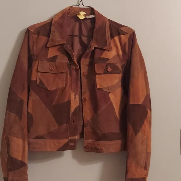 Newport News Jackets Coats Rare Vintage Patch Brown Crop